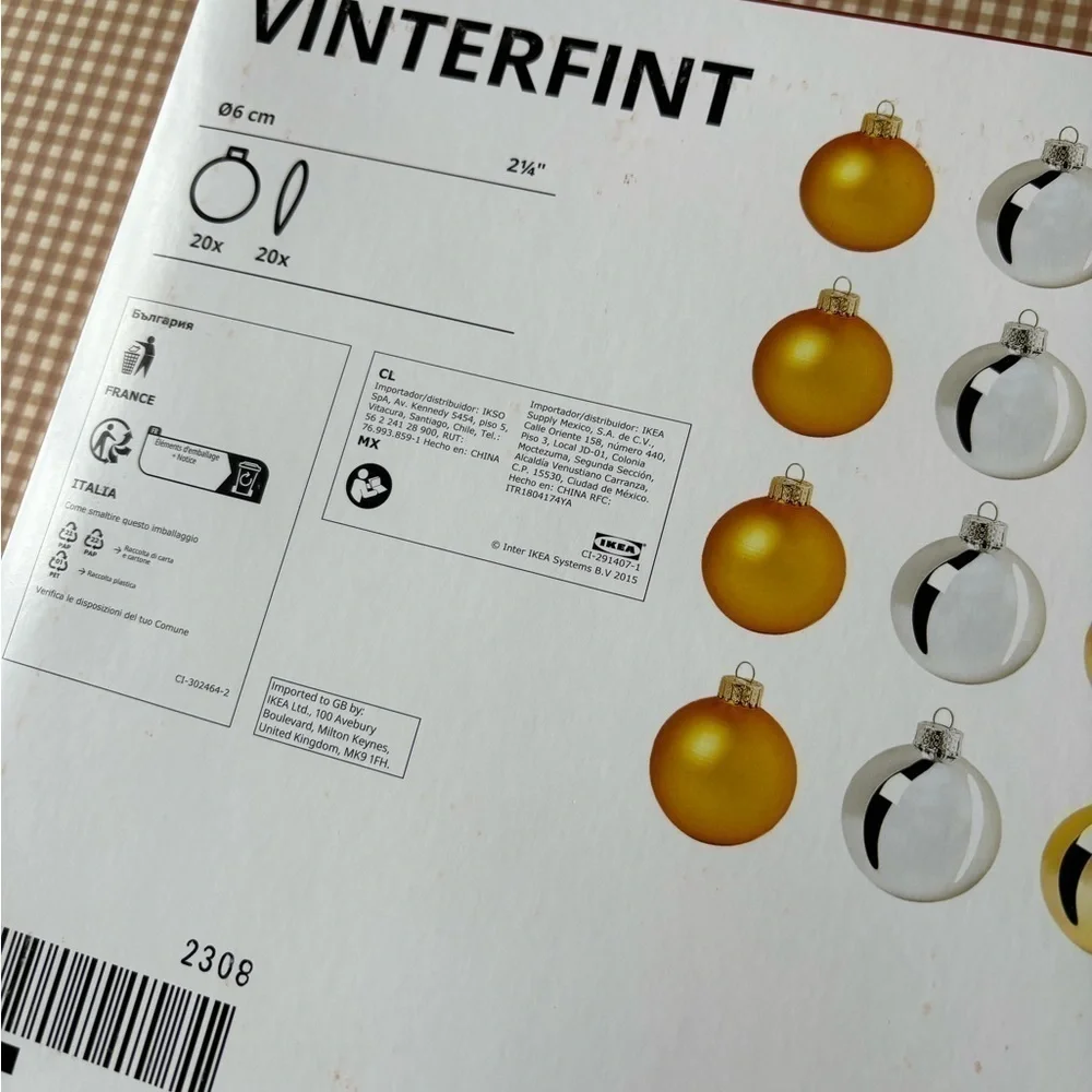 IKEA VINTERFINT BOX OF 20‎ GLASS MULTICOLOR ORNAMENTS. NEW